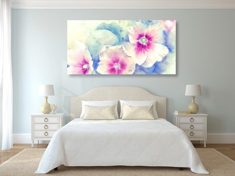 WANDBILD BLUMEN IN ROSA AQUARELL - BILDER BLUMEN - BILDER