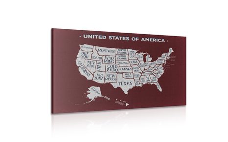 SLIKA POUČNI ZEMLJEVID ZDA Z BORDO OZADJEM - SLIKE ZEMLJEVIDI - SLIKE