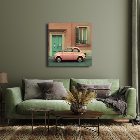 OBRAZ PASTELOVÝ AUTOMOBIL A DVEŘE - OBRAZY AUT - OBRAZY