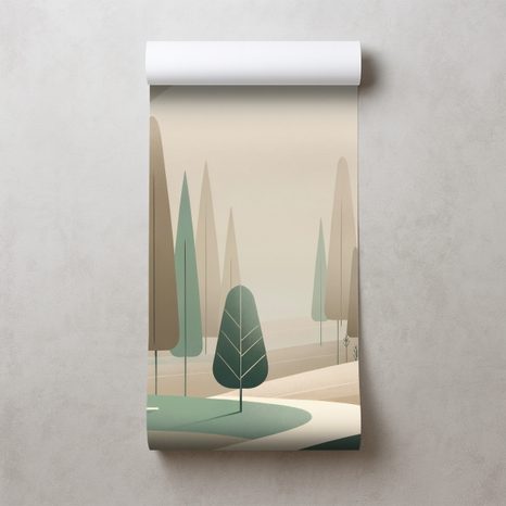TAPETA MINIMALISTICKÁ LESNÍ KRAJINA - TAPETY LES - TAPETY