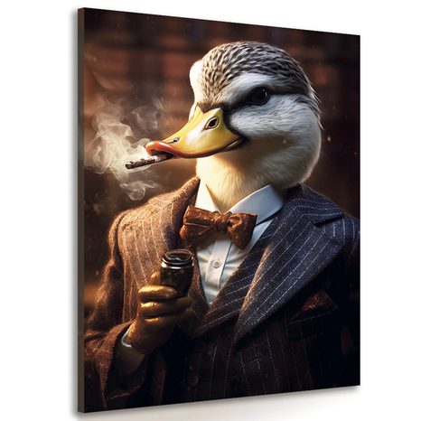 CANVAS PRINT ANIMAL GANGSTER DUCK - PICTURES OF ANIMAL GANGSTERS - PICTURES