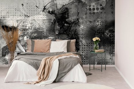 CARTA DA PARATI AUTOADESIVA – PITTURA GRAFICA IN BIANCO E NERO - CARTA DA PARATI AUTOADESIVE - CARTA DA PARATI