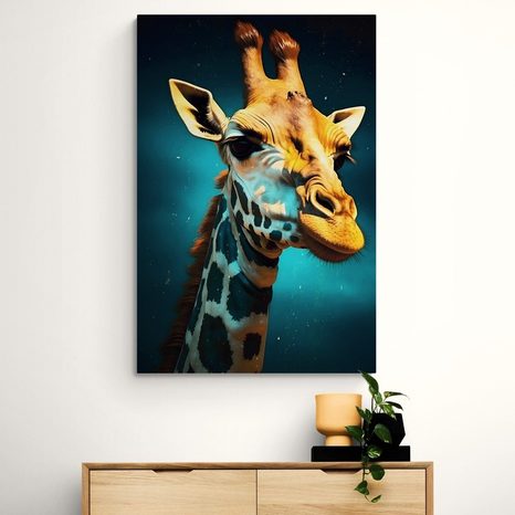 QUADRO SU TELA – GIRAFFA BLU-ORO - QUADRI I DOMINATORI DEL REGNO ANIMALE - STAMPE E QUADRI