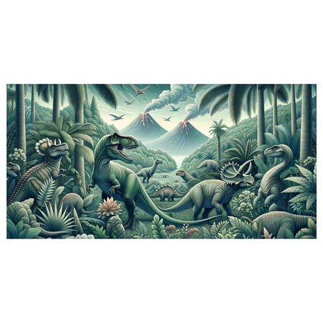 OBRAZ PRAVĚKÝ SVĚT DINOSAURŮ V DŽUNGLI - DĚTSKÉ OBRAZY ZVÍŘÁTKA - OBRAZY