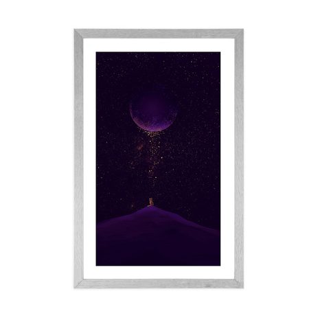 POSTER MIT PASSEPARTOUT LILA MAGISCHER PLANET - MOTIVE AUS UNSERER WERKSTATT - POSTER