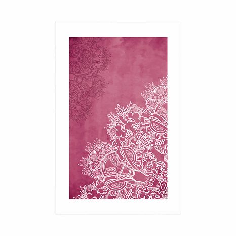 POSTER WITH MOUNT ELEMENTS OF A FLORAL MANDALA - FENG SHUI - POSTERS