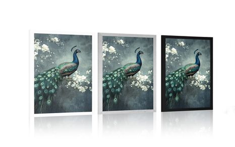 PLAKÁT PÁV S KVĚTINAMI - PTÁCI - PLAKÁTY