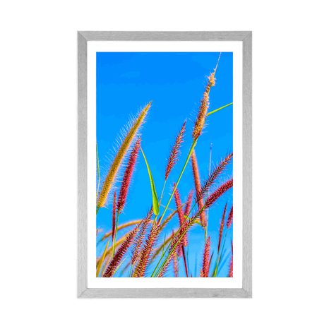 POSTER WITH MOUNT WILD GRASS UNDER A BLUE SKY - NATURE - POSTERS