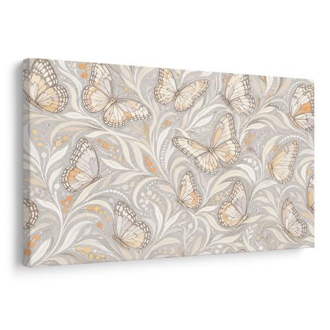 TABLEAU SUR TOILE – DÉLICATS PAPILLONS EN ARABESQUE - TABLEAUX PAPILLONS - TABLEAUX