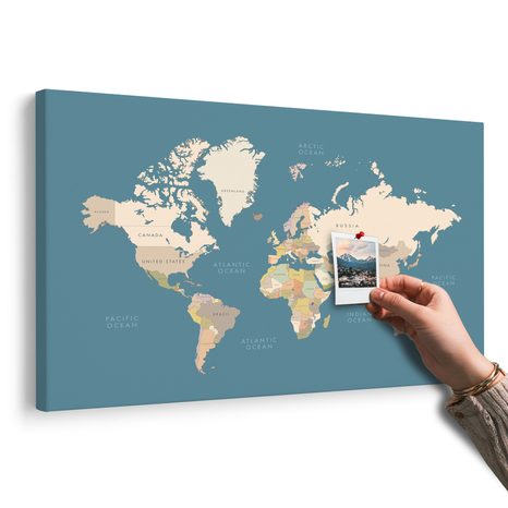 OBRAZ NA KORKU MAPA S VINTAGE PRVKY - OBRAZY NA KORKU - OBRAZY