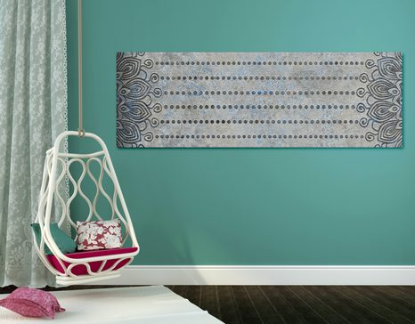 WANDBILD MANDALA AUF GRAUEM UNTERGRUND - BILDER MIT FENG SHUI-MOTIVEN - BILDER