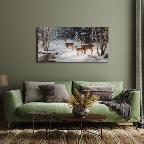 OBRAZ JELENNÍ RODINA V ZIMĚ - VÁNOČNÍ A ZIMNÍ OBRAZY - OBRAZY