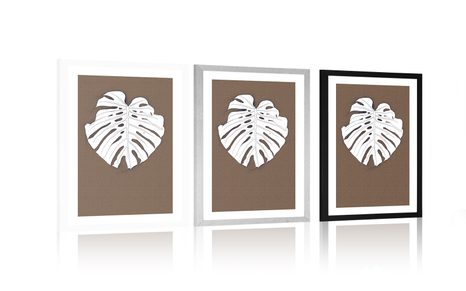 POSTER – FOGLIA SU SFONDO MARRONE - MOTIVI DALLA NOSTRA OFFICINA - POSTER