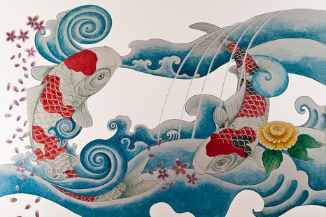 CARTA DA PARATI – ENERGIA DEI PESCI KOI - CARTA DA PARATI FENG SHUI - CARTA DA PARATI