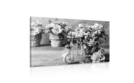 SLIKA ROMANTIČNI NAGELJ V VINTAGE PRIDIHU V ČRNOBELI IZVEDBI - ČRNOBELE SLIKE - SLIKE