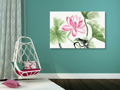 OBRAZ AKVARELOVÝ LOTOSOVÝ KVĚT - OBRAZY KVĚTŮ - OBRAZY