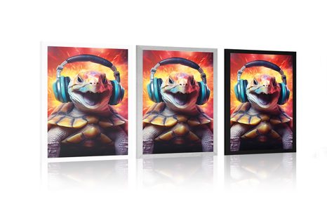 PLAGÁT KORYTNAČKA SO SLÚCHADLAMI - PÁRTY ZVIERATÁ SO SLÚCHADLAMI - PLAGÁTY