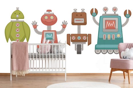 SAMOLEPÍCÍ TAPETA RODINKA ROBOTŮ - SAMOLEPÍCÍ TAPETY - TAPETY