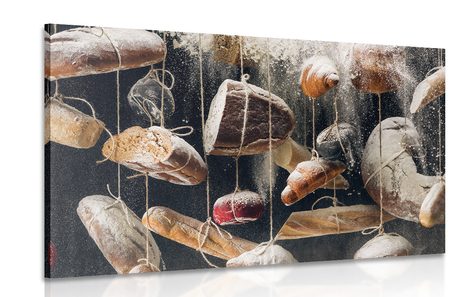 WANDBILD AM SEIL HÄNGENDES GEBÄCK - BILDER VON ESSEN UND GETRÄNKEN - BILDER