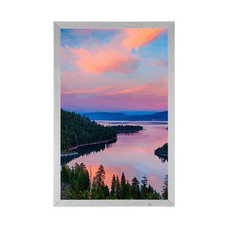 PLAKÁT JEZERO PŘI ZÁPADU SLUNCE - PŘÍRODA - PLAKÁTY