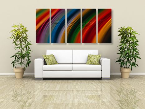 5-DÍLNÝ OBRAZ DETAIL BAREVNÉHO MATERIÁLU - ABSTRAKTNÍ OBRAZY - OBRAZY