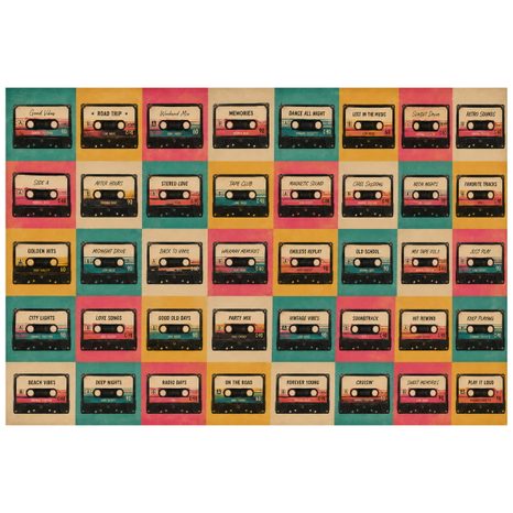 TAPETE RETRO-KASSETTEN IM VINTAGE-STIL - MUSIK FOTOTAPETEN - TAPETEN