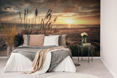 WALL MURAL SUNSET ON A BEACH - WALLPAPERS NATURE - WALLPAPERS