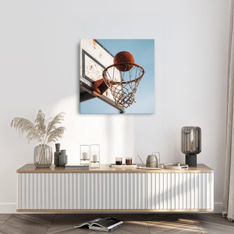 OBRAZ MÍČ DOPADAJÍCÍ DO BASKETBALOVÉHO KOŠE - OBRAZY MĚSTA - OBRAZY