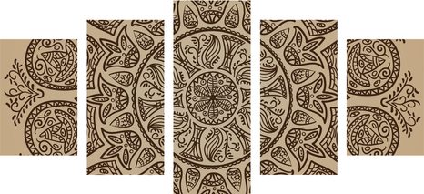 5-DÍLNÝ OBRAZ MANDALA S ABSTRAKTNÍM PŘÍRODNÍM VZOREM - OBRAZY FENG SHUI - OBRAZY