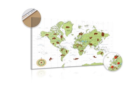 OBRAZ NA KORKU MAPA SO ZVIERATAMI - OBRAZY NA KORKU - OBRAZY