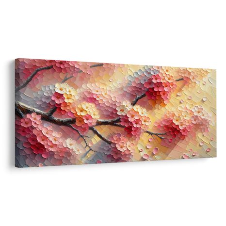 WANDBILD ROMANTISCHE BLÜTEN AM ZWEIG - BILDER BLUMEN - BILDER