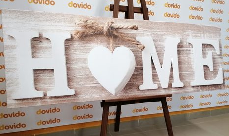 TABLOU CU INSCRIPȚIE HOME ÎN DESIGN VINTAGE - TABLOURI CI CITATE ȘI INSCRIPȚII - TABLOURI