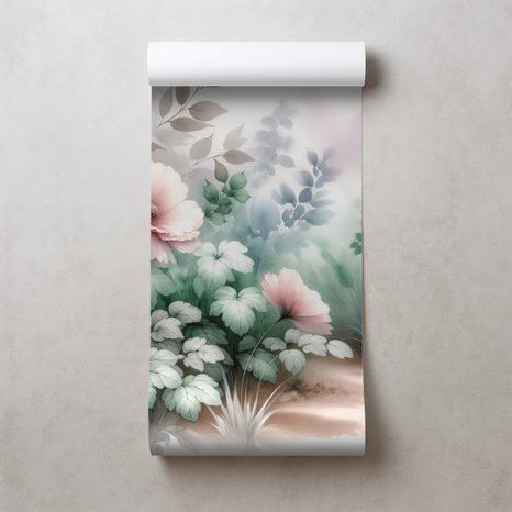 TAPETA AKVARELOVÉ PASTELOVÉ KVĚTINY - TAPETY KVĚTINY - TAPETY