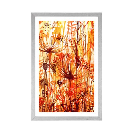 POSTER WITH MOUNT DANDELION IN SHADES OF ORANGE - FLOWERS - POSTERS