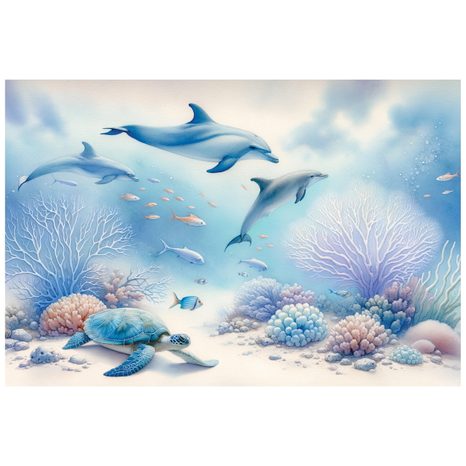 SAMOLEPIACA TAPETA PODMORSKÝ SVET S DELFÍNMI - TAPETY MORSKÉ ŽIVOČÍCHY - TAPETY