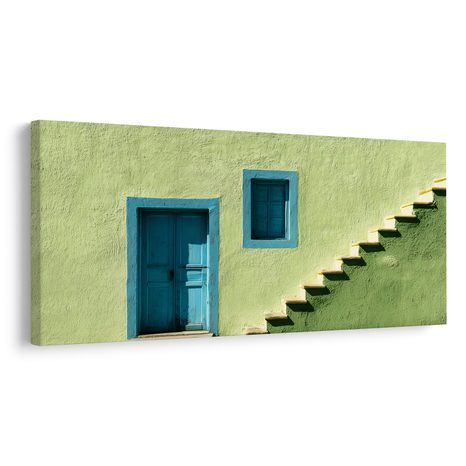 OBRAZ ZELENÁ FASÁDA S OKNEM - BAREVNÉ DOMY - OBRAZY