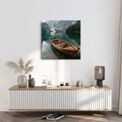 QUADRO SU TELA – BARCA DI LEGNO NELLA NATURA - QUADRI LAGHI - STAMPE E QUADRI