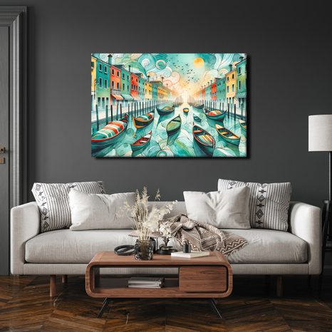 WANDBILD BUNTE GONDELN IN DEN STRASSEN VENEDIGS - BILDER VON STÄDTEN - BILDER