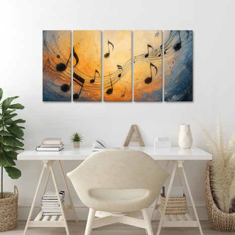 5-TEILIGES WANDBILD MUSIKALISCHE HARMONIE IN FARBEN - MUSIKBILDER - BILDER