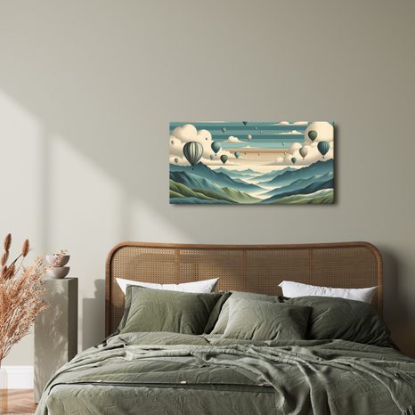 QUADRO SU TELA – VOLO IN MONGOLFIERA SOPRA LE CIME - QUADRI DI NATURA E PAESAGGIO - STAMPE E QUADRI