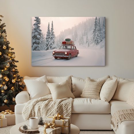 OBRAZ VÁNOČNÍ AUTO SPLNĚNÝCH PŘÁNÍ - VÁNOČNÍ A ZIMNÍ OBRAZY - OBRAZY