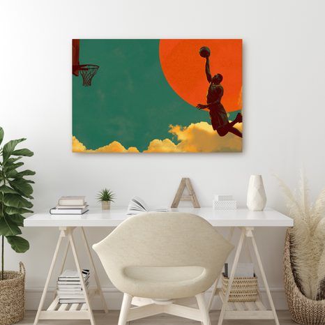 WANDBILD BASKETBALLSPRUNG UNTER DER SONNE - POP-ART-BILDER - BILDER