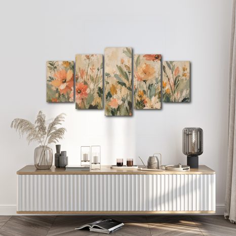 5-DÍLNÝ OBRAZ JEMNÉ LUČNÍ KVĚTY - PICTURES FLOWERS - PICTURES