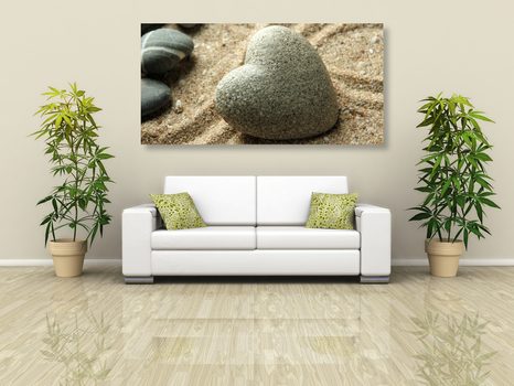 OBRAZ ZEN KÁMEN VE TVARU SRDCE - OBRAZY FENG SHUI - OBRAZY