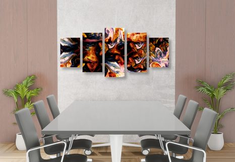 TABLOU 5-PIESE ARTĂ ÎN DESIGN ABSTRACT - TABLOURI ABSTRACTE - TABLOURI