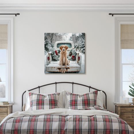 WEIHNACHTLICHES WANDBILD NIEDLICHER POSIERENDER HUND - WEIHNACHTS- UND WINTERBILDER - BILDER