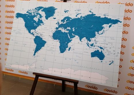 OBRAZ POLITICKÁ MAPA SVĚTA V MODRÉ BARVĚ - OBRAZY MAPY - OBRAZY
