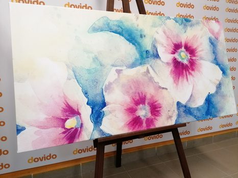 WANDBILD BLUMEN IN ROSA AQUARELL - BILDER BLUMEN - BILDER