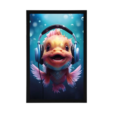 PLAKAT RIBICA SA SLUŠALICAMA - PARTY ŽIVOTINJE SA SLUŠALICAMA - PLAKATI