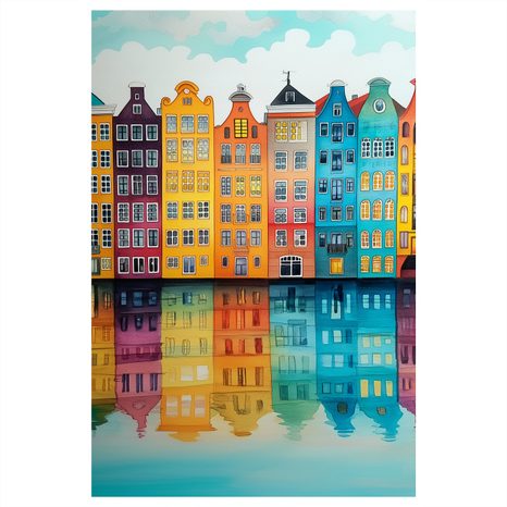 OBRAZ PESTRÁ MĚSTSKÁ ARCHITEKTURA - BAREVNÉ DOMY - OBRAZY